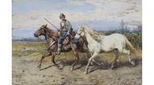 enrico_coleman_coppia_di_cavalli_con_buttero
